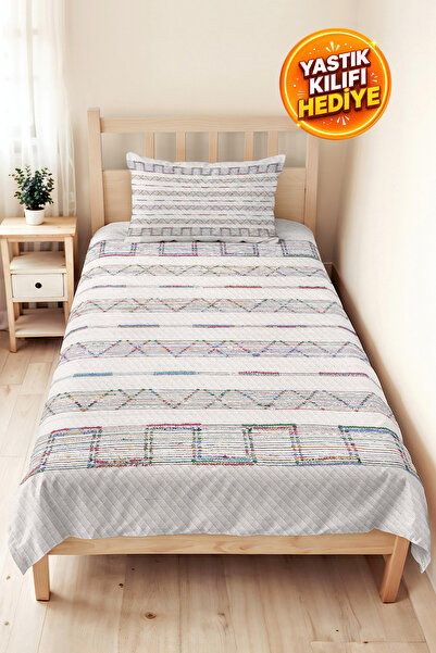 Evimde Bambaşka Bohemian Geometric Young Room Single Pique Set - Colorful Str...