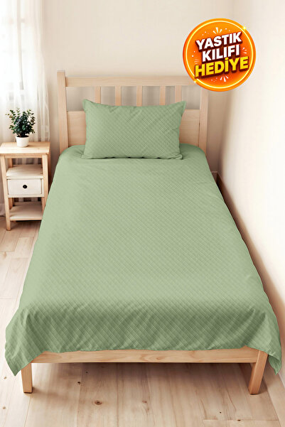 Evimde Bambaşka Mint Green Minimal Youth Room Single Pique Set - Pastel Quilt...