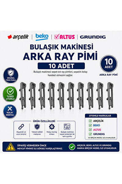 ARÇELİK 6230 HT Bulaşık Makinesi Üst Sepet Tutucu Arka Ray Pimi (10 ADET)