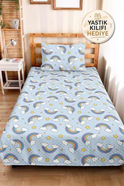 Evimde Bambaşka Rainbow Blue Boy's Room Pique Set-Cloud Star Lilac Yellow 160...