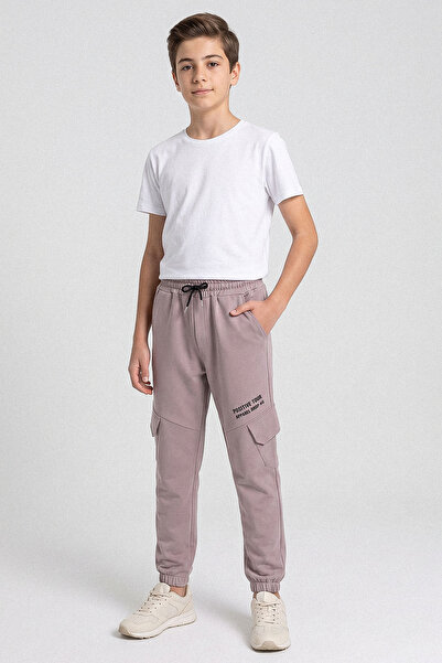 kinderos Pantaloni de trening pentru copii cu buzunare cargo și talie elastic...