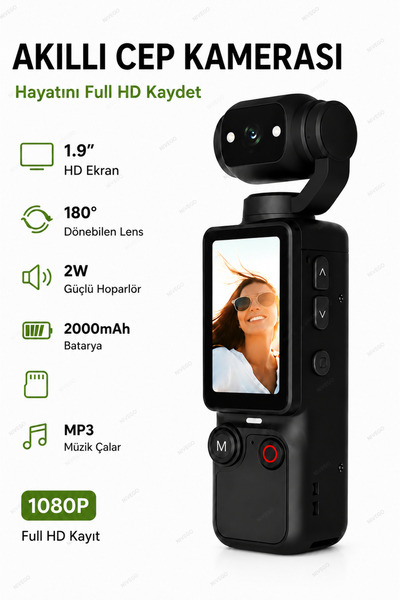 Nivego Blc Mini Wifi Vlog Kamera Akıllı Cep Kamerası 180° Dönebilen Lens 1080...