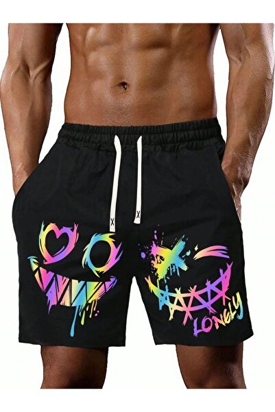COZYWEAR Colorful Printed Black Men's Shorts
