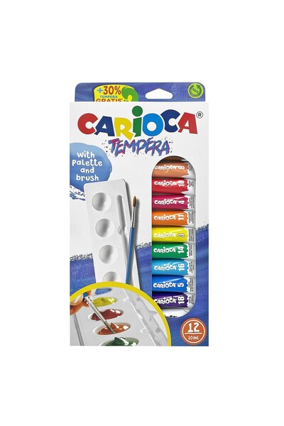 OEM Σετ 12 Τέμπερες Παλέτα & Πινέλο Carioca 12x10ml Carioca 40012