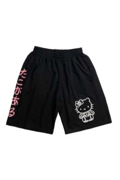 COZYWEAR شورت أسود مطبوع كبير الحجم