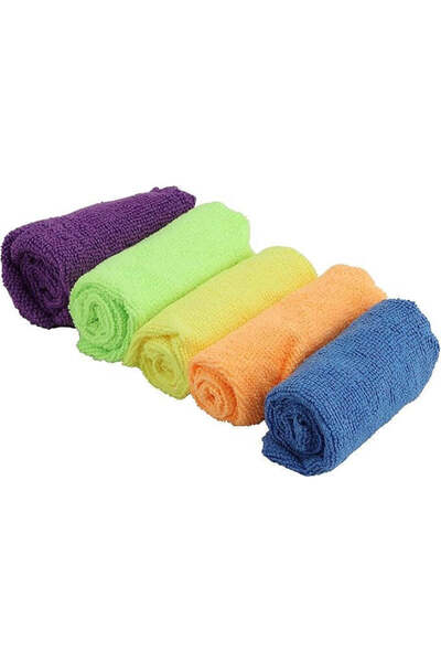 Alayjah Microfiber towels pack of 5 30 x 30 cm Colored microfiber car cleanin...