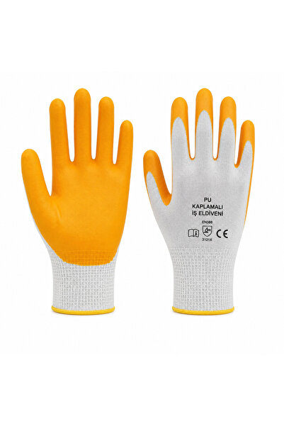 Marka 2 Pairs of Pu Coated Polyester Knitted Work Gloves Yellow - Mechanical ...