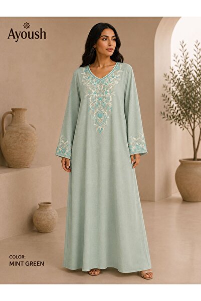 AYOUSH Women's Long Embroidered Robe Luxurious Oriental Design Long Sleeves L...