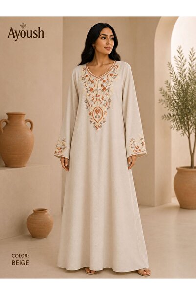 AYOUSH Women's Long Embroidered Robe Luxurious Oriental Design Long Sleeves L...