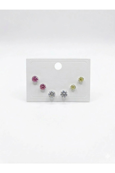 Inure Jewelry أقراط سوليتير متعددة الألوان - Kp00644