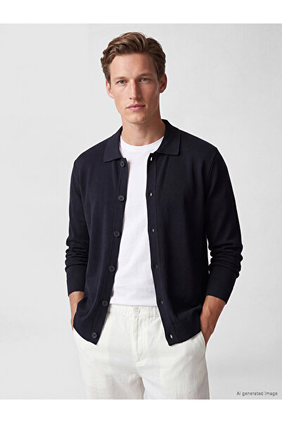 LC Waikiki Peak New Season Regular Fit Polo Collar Men's Knitwear Cardigan