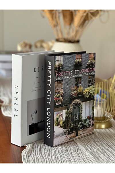 Velzade Home Dekoratif Kitap Kutu 2'li CRE & BH - Kitap Görünümlü Gizli Sakla...