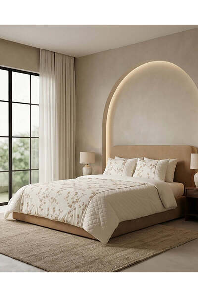 REDTAG Beige Floral 3 Piece Super King Comforter Set (260 x 240 cm)