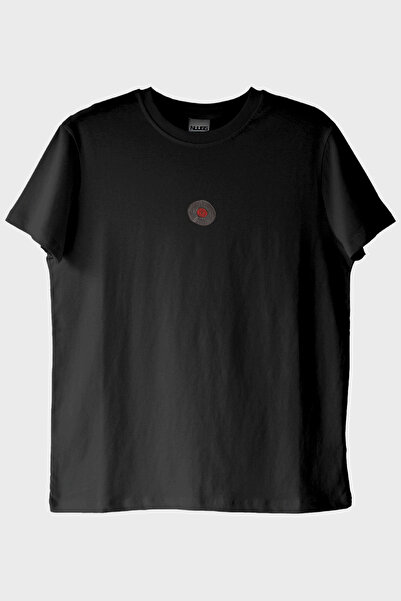 NUUGG Plaque Patterned Embroidery Black T-Shirt