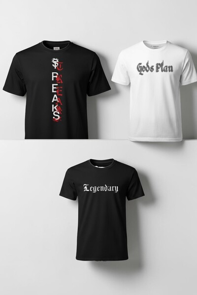 han elegant Σετ 3 τεμαχίων Premium Ποιοτικά T-SHIRT για αγόρια με στάμπα