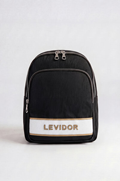 Levidor Medium Size Waterproof Woven Fabric Women's Daily Backpack Black