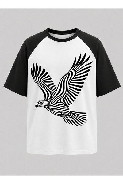 OPPPSSS Eagle Line Art Raglan Sleeve Unisex T-Shirt |   Minimal Bird Print