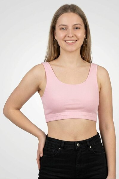 Don't Call Me Jennyfer Women U-Neck Sleeveless Plain Crop Top, Pink