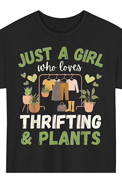 LİNA06 تي شيرت Just Girl Who Loves Plants - تي شيرت فضفاض بأكمام قصيرة بتصميم...