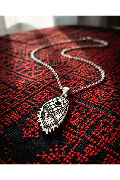 Zaytoon Palestinian Keffiyeh Patterned Silver Color Chain Strawberry Necklace...