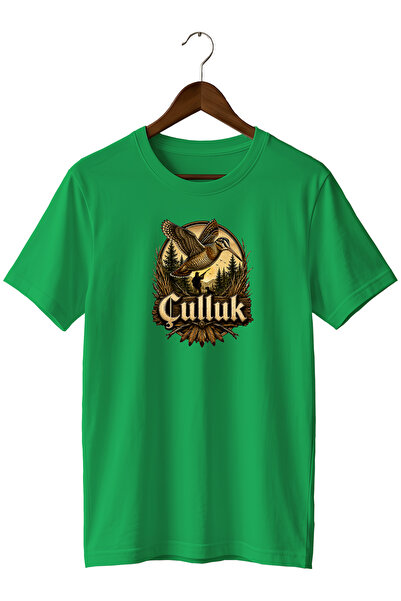 WİDİ Men's Vintage Hunter T-Shirt with Skull and Nature Illustration Print
