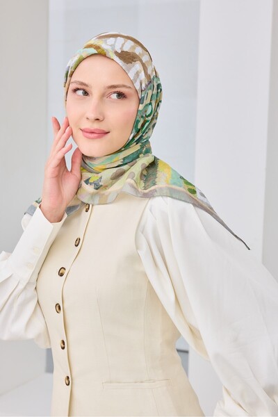 Silk Home Velora Scarf Illustration Art Green