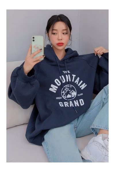 ZİYMO Unisex Hooded Printed Relaxed Fit Sweatshirt