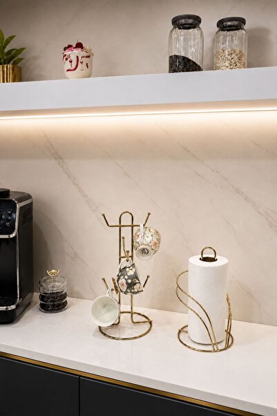Edora Home مجموعة من قطعتين من حامل الأكواب العمودي ذو 6 أقسام باللون الذهبي ...