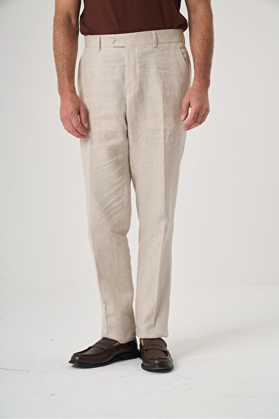 Velvarde Linen Slim Pants Beige