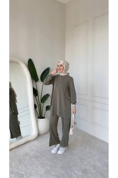 salisburys Molly Nelly Kadın Cepli Uzun Bluz Pantolon Takım