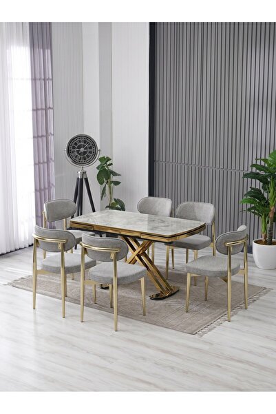JoyMassa VENOXA 80X120 MDF MASA / 6 POLO SANDALYELİ MASA TAKIMI