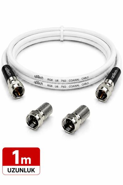 upTech HD Uydu Anten Kablosu 1 Metre F Konnektörlü Full HD 4K TV Kablosu