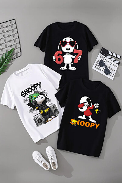 MAGORS Snoopy Printed Cotton Short Sleeve 3-Pack Youth and Children's T-Shirt
