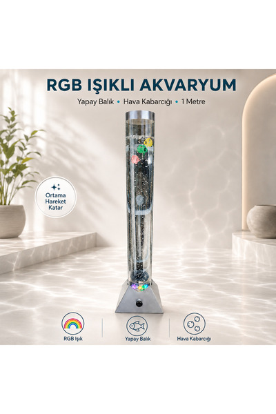 1DepoBu RGB Işıklı Dekoratif Akvaryum Gece Lambası