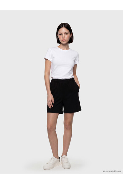 LC Waikiki Black elastic waist soft touch women's shorts