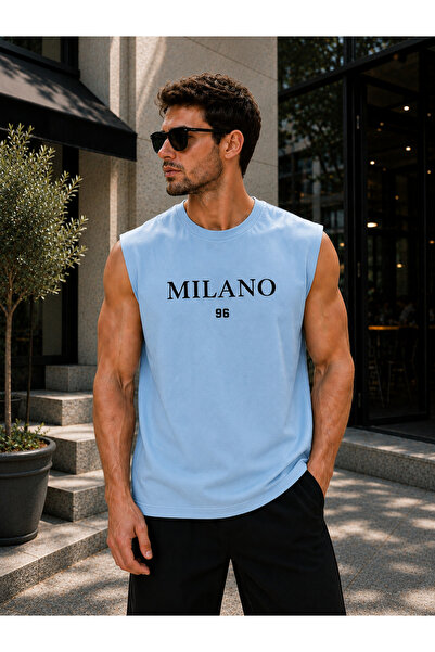 caddekombin Zero Sleeve Milano 96 Patterned Unisex Cotton Round Neck T-Shirt