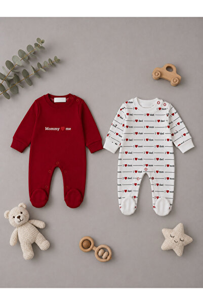My Babies Label Mommy & Me 2-Piece 100% Cotton Baby Romper with Booties 0-3 M...