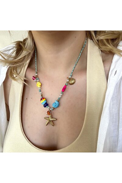 Alice İsstanbul Steel Murano Fish Charm Necklace