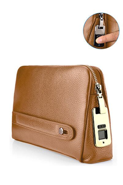 Wtech Leather Fingerprint Lock Bag for Men And Women Hand Bag Male Long Money...