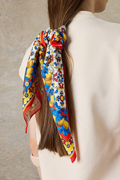 SilkTouch Orange Sicilian Street Pattern Scarf Handkerchief
