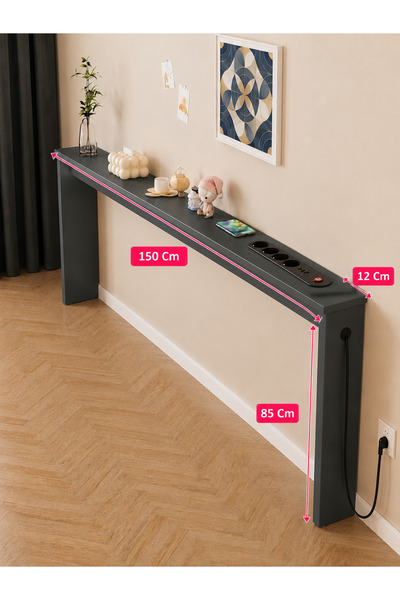 TrMuko Café Royale Vintage & USB-Tech Konsol Raf - 3 USB + 4 Priz Girişli MDF...