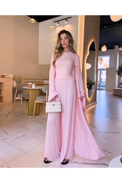 femmes fraiches Dolce Pembe T-shirt - Pantolon - Kimono Set