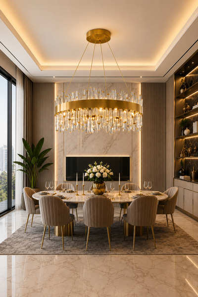Generic Modern Crystal Chandelier Circular Gold 100cm