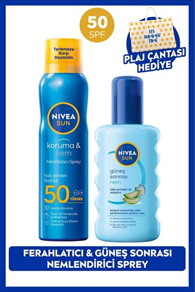 NIVEA SUN SPF50 Güneş Koruyucu Sprey 200ml ve Güneş Sonrası Nemlendirici Vücu...