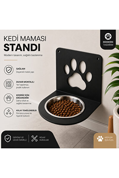 FALCON DEMİR ÇELİK Kedi Köpek Mama ve Su Kabı Standı/ Kedi köpek mama ve su k...