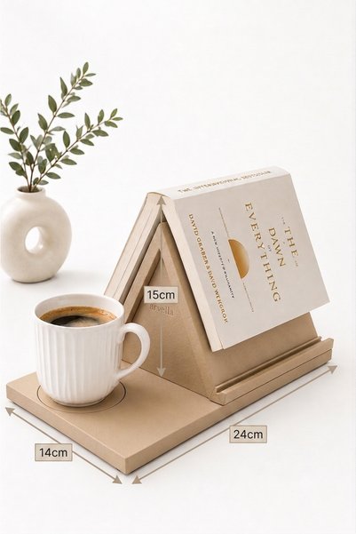 Arvella Studio Decorative Book Stand - Book Reading Stand and Book Holder with Cup Holder |   Desktop Bookshelf Organizer