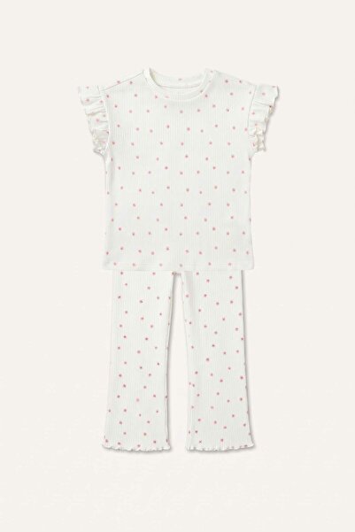 DeFacto Floral Ribbed 2-Piece Coral Set for Baby Girl I0771A526Au