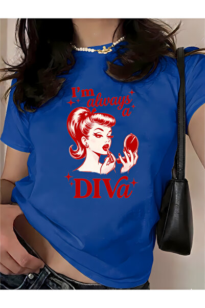New Shine Diva Makeup Printed Women's Oversize Cotton T-Shirt