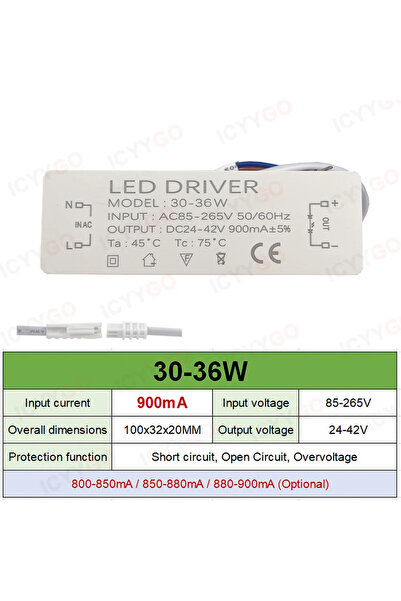 Choice8 30-36W-900mA AC 85-265V LED Driver 8W 12W 20W 30W 36W 300mA 600mA 900...