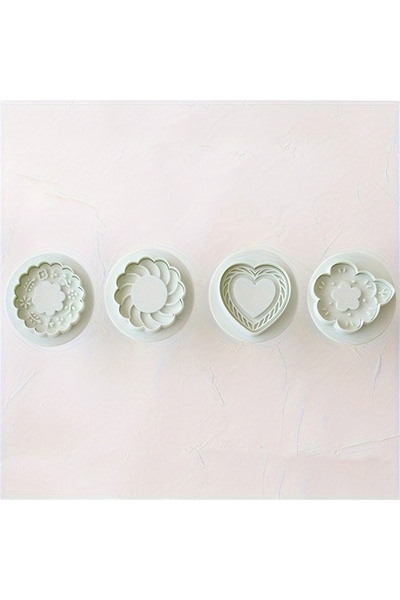 Choice 4pcs 4pcs 3D Heart & Flower Cookie Cutter Mold Set Jam Sandwich Cookie...